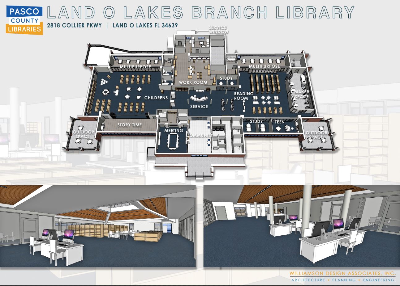 Land O Lakes Branch Library Remodel 3D Mockup